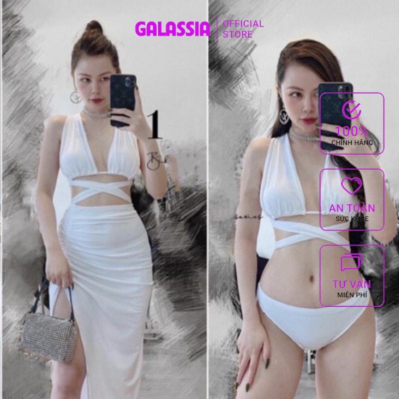 Bikini 2 mảnh sexy đồ bơi đi biển cổ yếm phối chân váy mùa hè sang chãnh GALASSIA