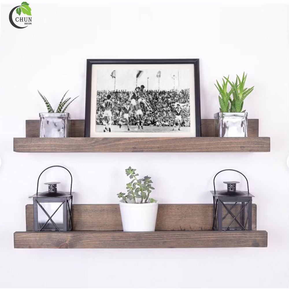 Kệ Gỗ Treo Tường Màu Socola Để Khung Ảnh, Đồ Lưu Niệm Trang Trí Nội Thất CHUN DECOR