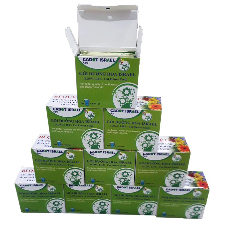 Bột Dưỡng Hoa Cắt Cành Longlife - Food for Cut Flowers - nhập khẩu ISRAEL giúp hoa tươi gấp 2 lần và 14 ngày không thay nước hay cắt tỉa lại gốc hoa