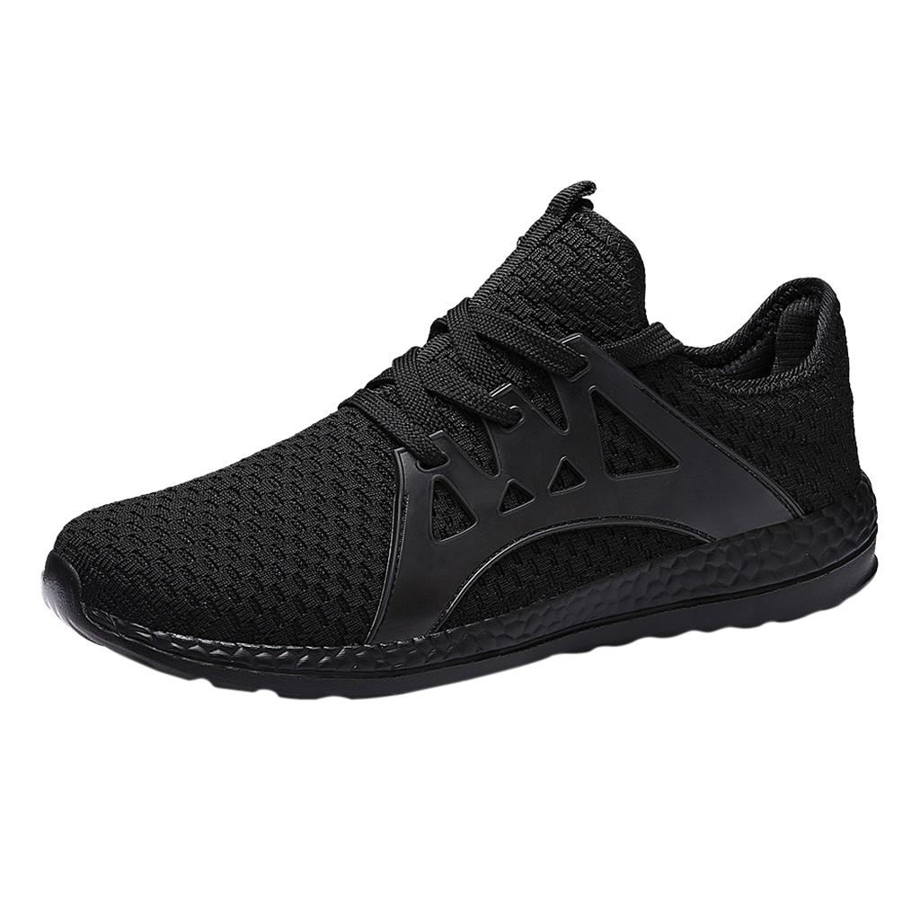 Men's Lightweight Breathable Black Mesh Street Sport Walking Shoes Casual Sneakers