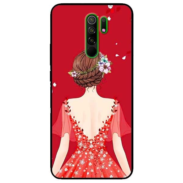 Ốp lưng dành cho Xiaomi Redmi 9 mẫu Cô Gái Váy Đỏ