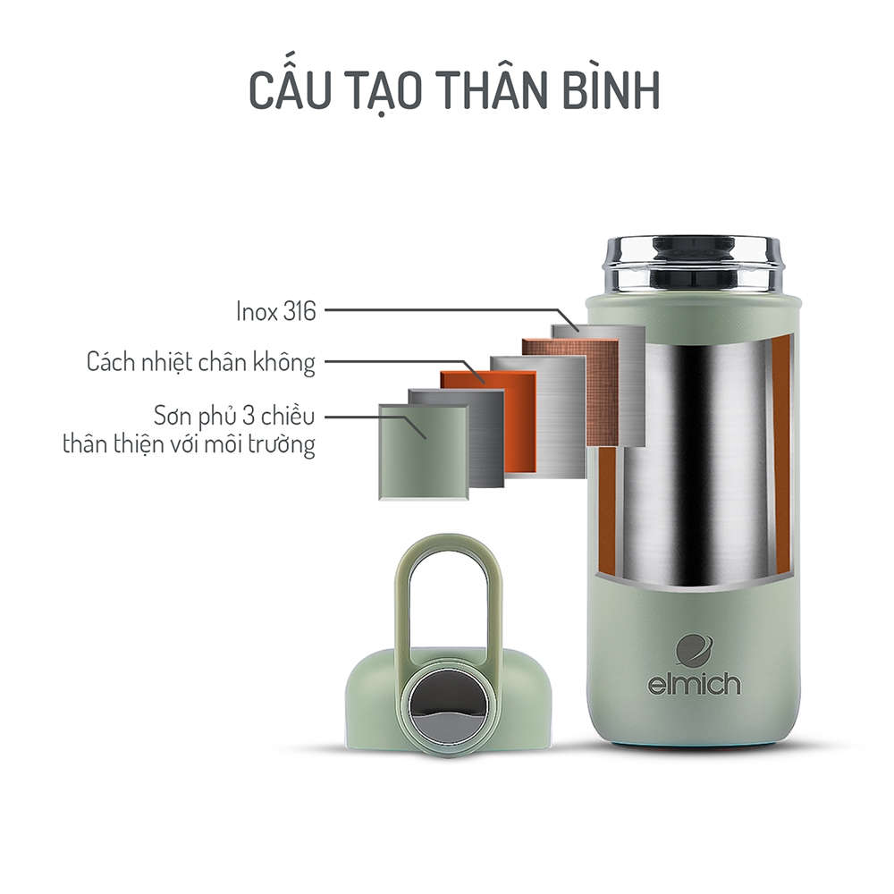 Bình giữ nhiệt Inox 316 Elmich EL8018 dung tích 400ml