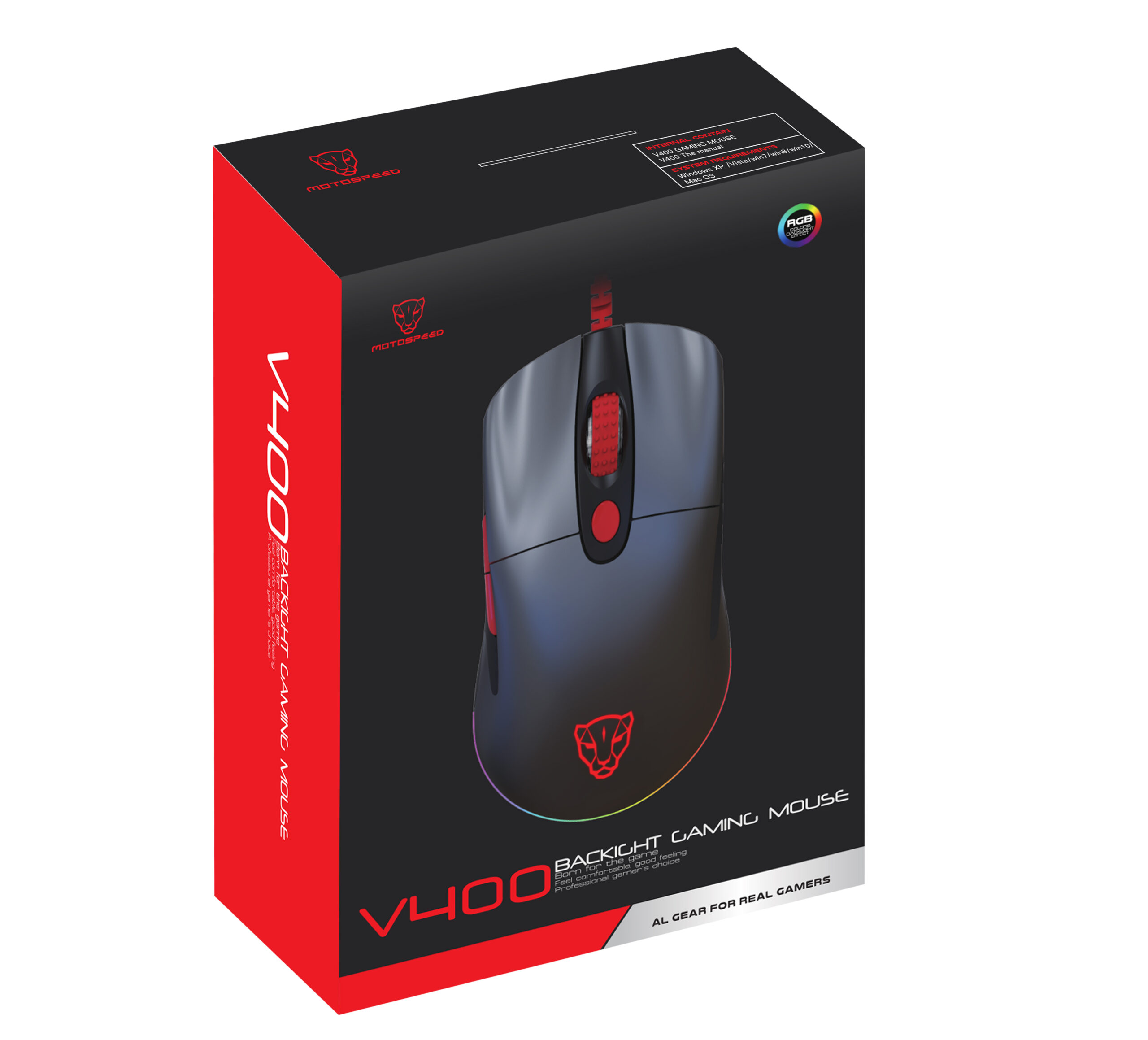 Chuột Motospeed V400 BLACK RED- Hàng chính hãng 