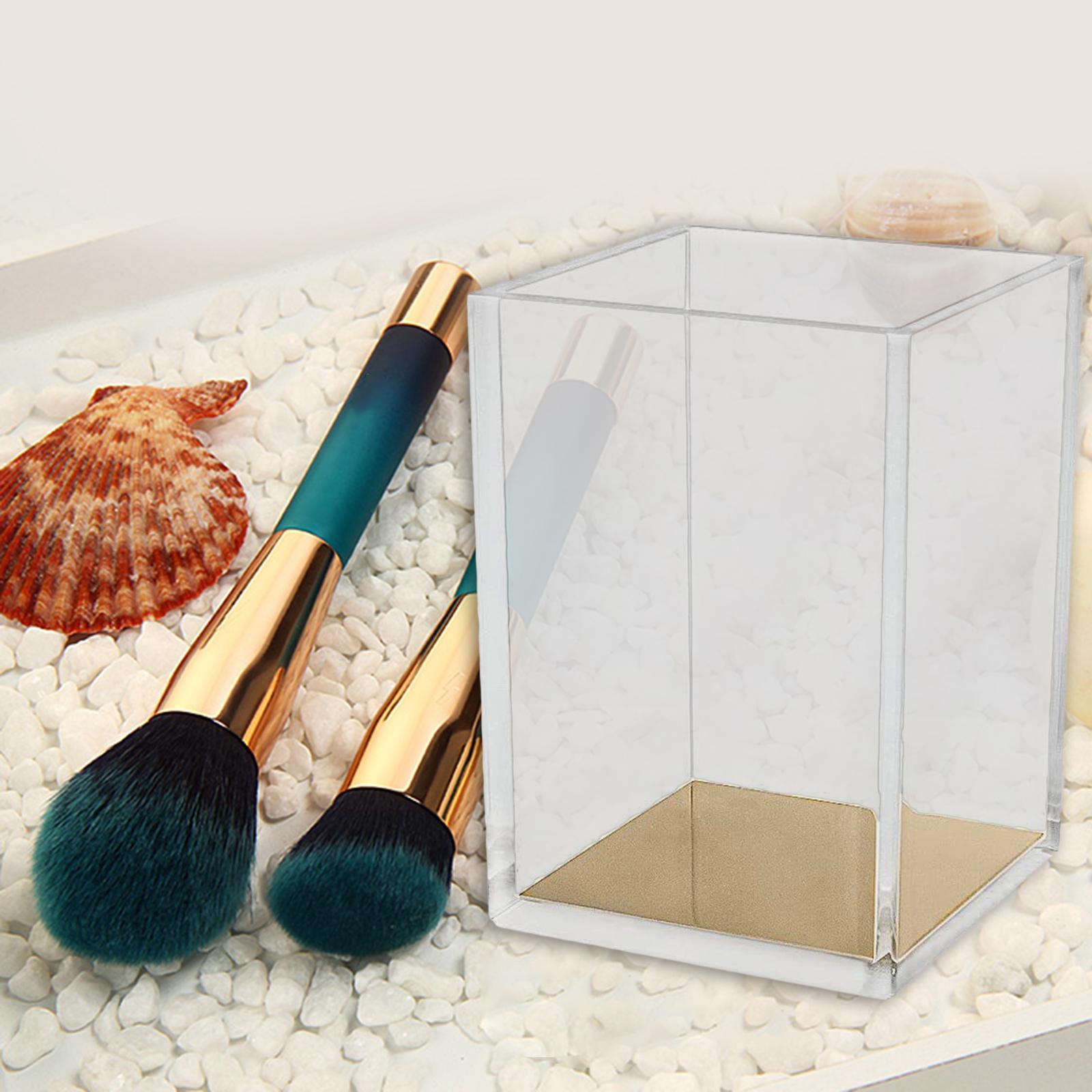 2x Transparent Makeup Brush Holder Cosmetic Storage Desktop Organizer Container