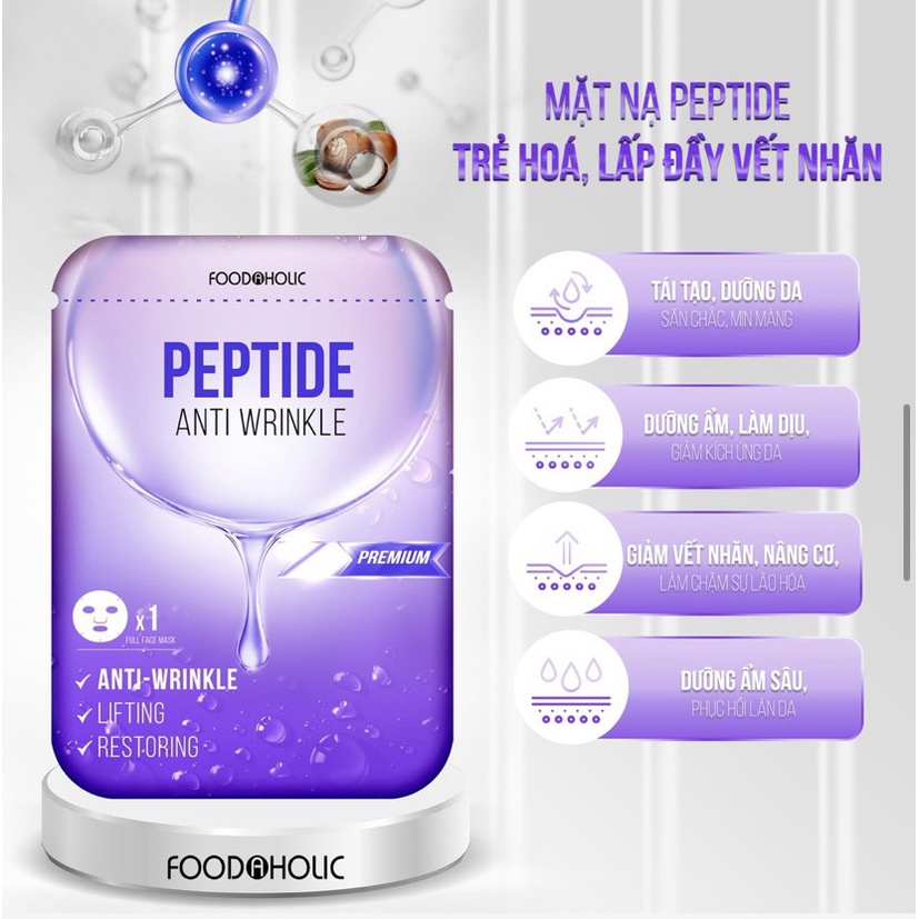 Mặt Nạ FOODAHOLIC Peptide Hỗ Trợ Trẻ Hoá & Mờ Nếp Nhăn 23ml - Sản Phẩm Chính Hãng Tại Zitore