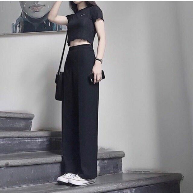 Quần culottes dáng dài siêu hách chân dài 97cm Quần ống suônh dáng rộng