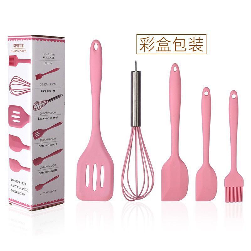 SET 5 DỤNG CỤ LÀM BÁNH SILICON (MÀU HỒNG)