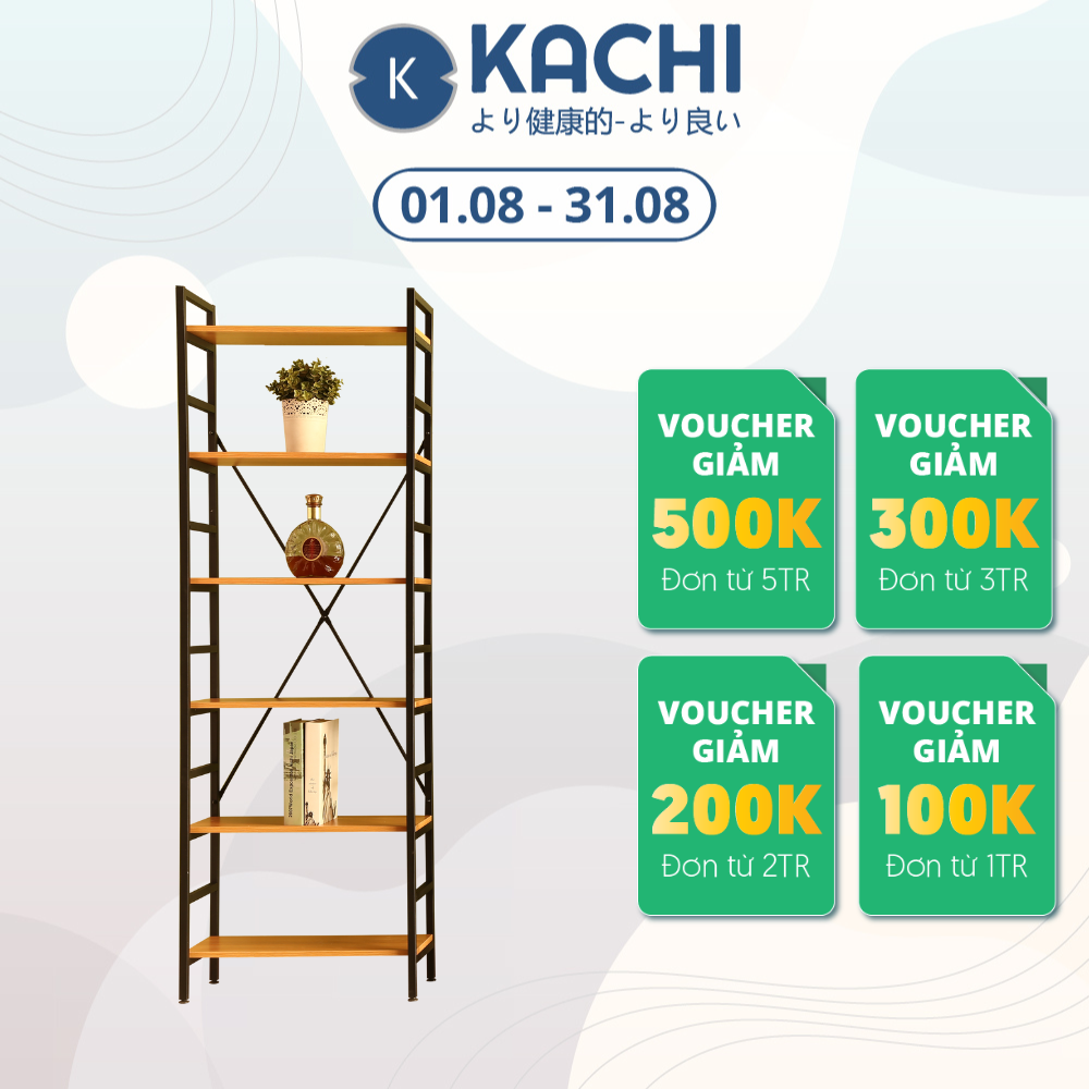 Kệ Gỗ Chân Sắt 6 Tầng Kachi MK246 (60 × 182CM)