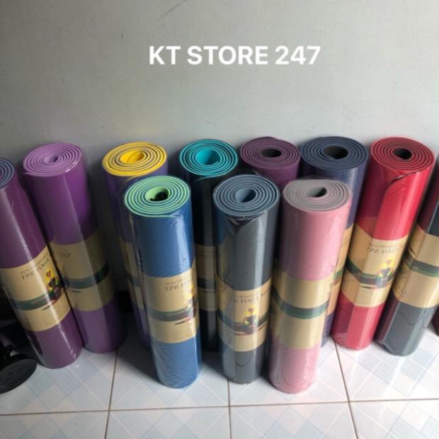 Thảm Tập Yoga Định Tuyến 2 Lớp TPE Độ Dày Chuẩn 6mm , Thảm Tập Gym Chống Trơn Trượt.