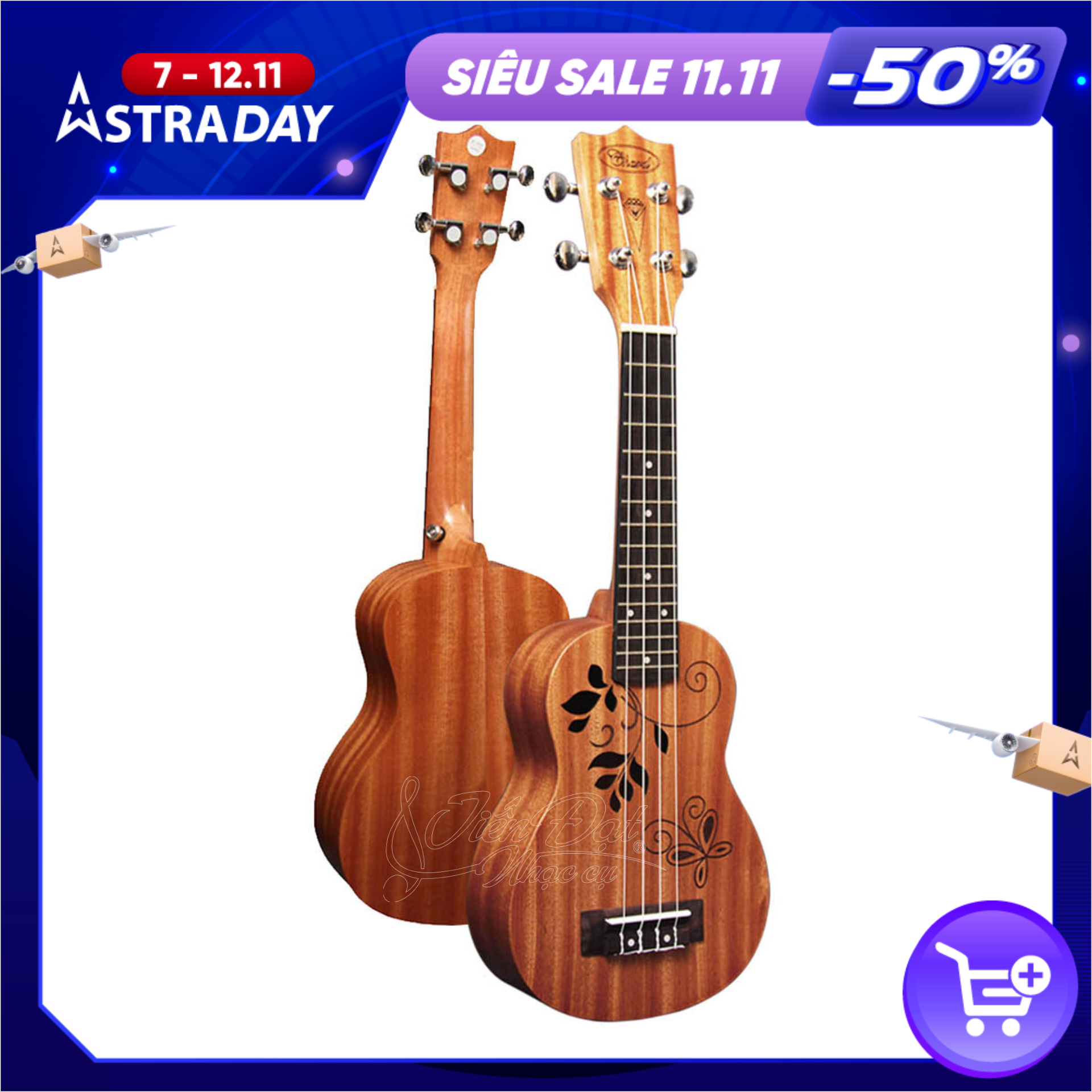 Đàn Ukulele Soprano CHARD U-21H, Mặt Đàn Gỗ Gụ