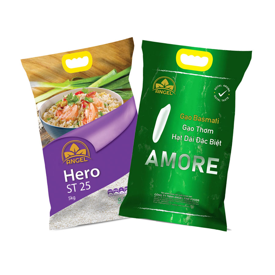 Combo 5KG Gạo Basmati + 5KG Gạo Thơm Hero ST25 Angel Foods