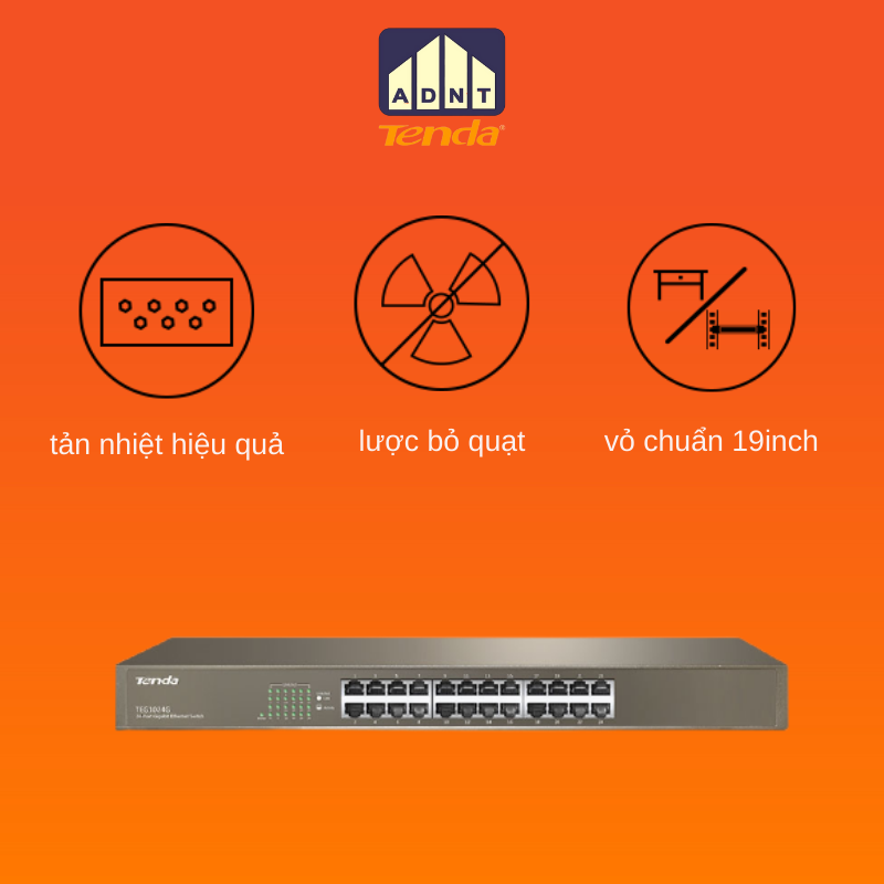 Bộ chia mạng 24 cổng tốc độ 1000Mbps Switch TEG1024G Tenda hàng chính hãng