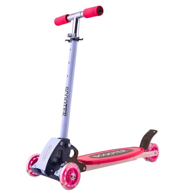 Xe scooter bánh xe có đèn phát sáng cho bé màu hồng đậm