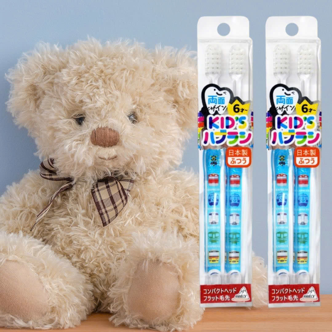 Set 2 Cây Bàn Chải Đánh Răng Cho Bé Từ 04~09 Tuổi Màu Xanh Xe Lửa RDK– 283D