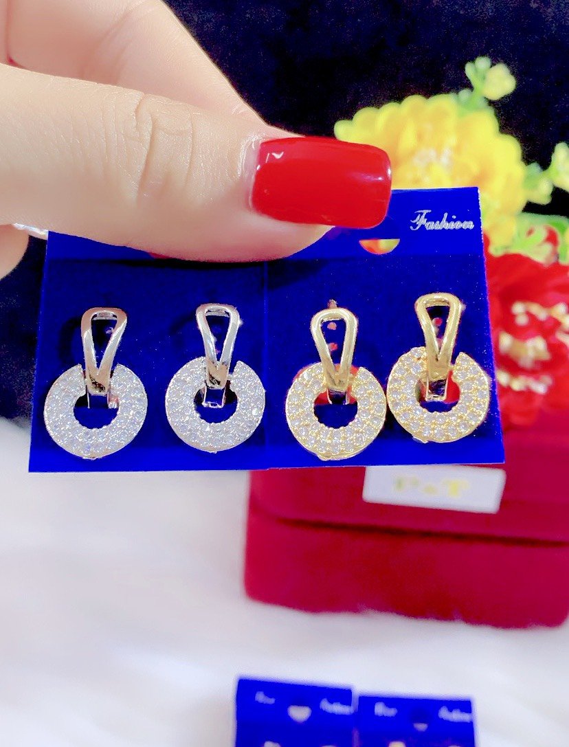 Bông tai nữ đính xoàn mạ màu 18k 1547