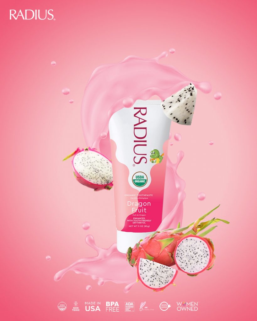 Kem Đánh Răng Hữu Cơ Trẻ Em Vị Thanh Long Radius Organic Dragon Fruit Toothpaste 85g