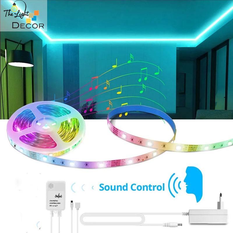 Dải Dây đèn trang trí đèn led RGB 5050 đuổi nhạc remote 5 Mét Cổng USB