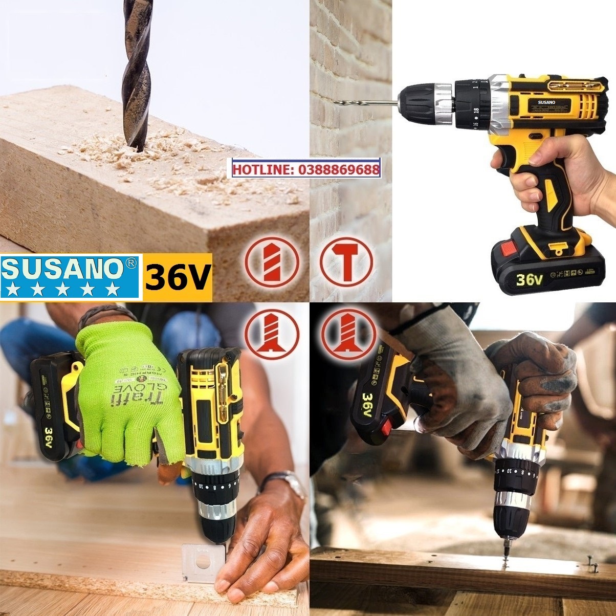Máy Khoan Bê Tông và Bắt Vít 36V