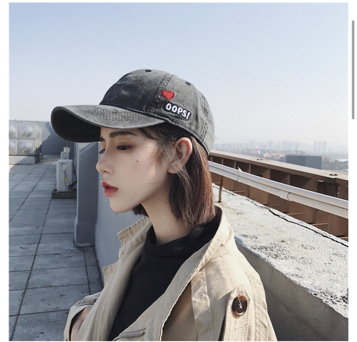 Nón lưỡi trai denim ulzzang thêu trái tim bên hông / mũ jeans nam nữ phong cách bụi bặm có thể điều chỉnh size - Smice House