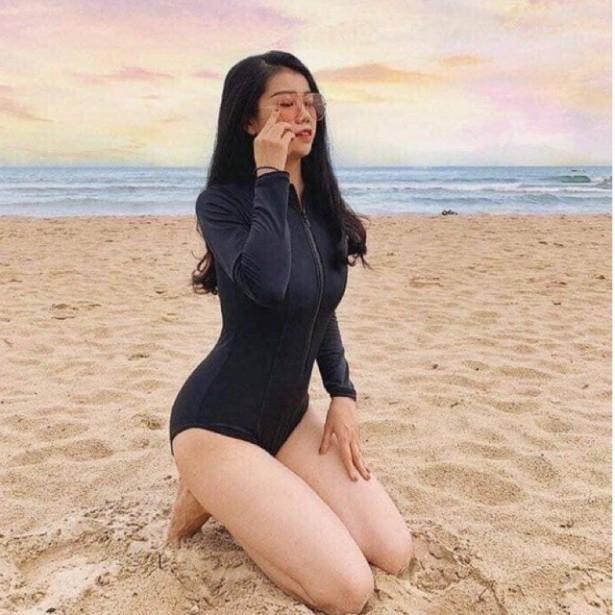 Đồ bơi một mảnh có tay khoá kéo Hàn Quốc chất liệu co giãn thoải