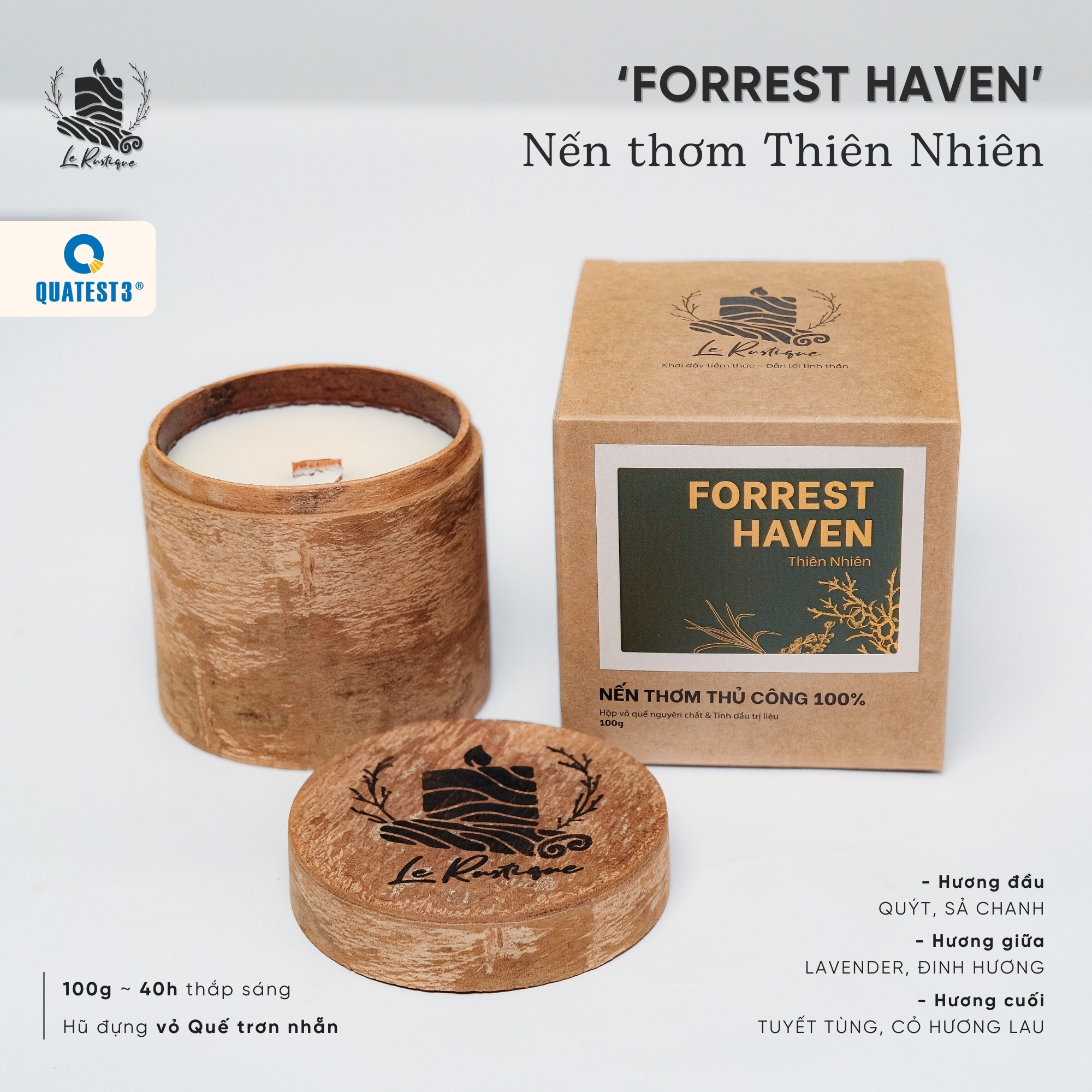 Nến Thơm Trị Liệu Le Rustique Thiên Nhiên (Forrest Haven) - Nến Thơm Cao Cấp - An Toàn Sức Khỏe