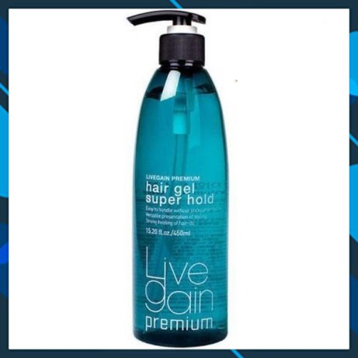 Gel cứng Livegain Premium Hair Gel Super Hold giữ nếp tóc Hàn Quốc 450ml - Xanh