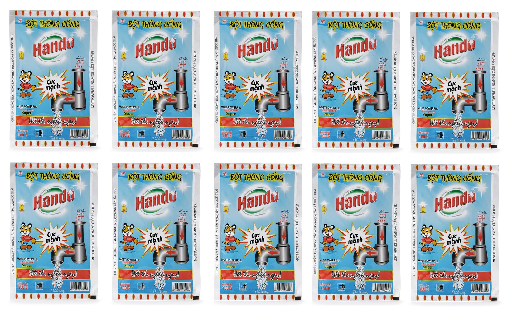 Combo 10 gói bột thông cống nội địa Hando 100Gr [Không dùng khi tắc bằng chất thải vô cơ]