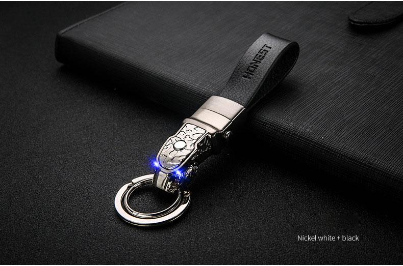 Móc khóa da cao cấp Honest đầu báo đèn led MK175