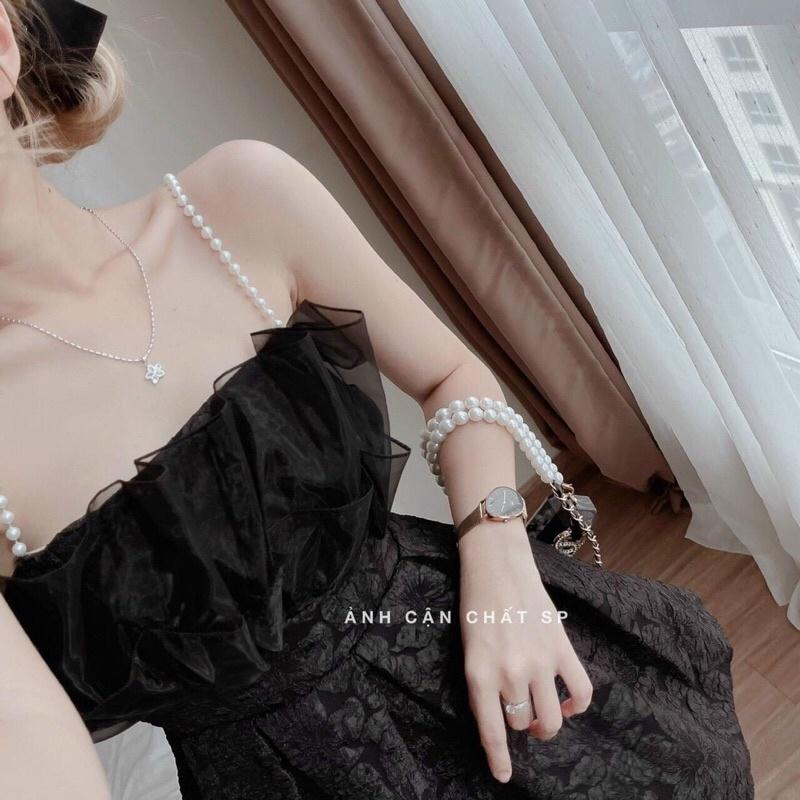 ĐẦM XẾP LY CÚP NGỰC PHỐI VOAN KIẾNG KẾT HỢP VAI CƯỜM