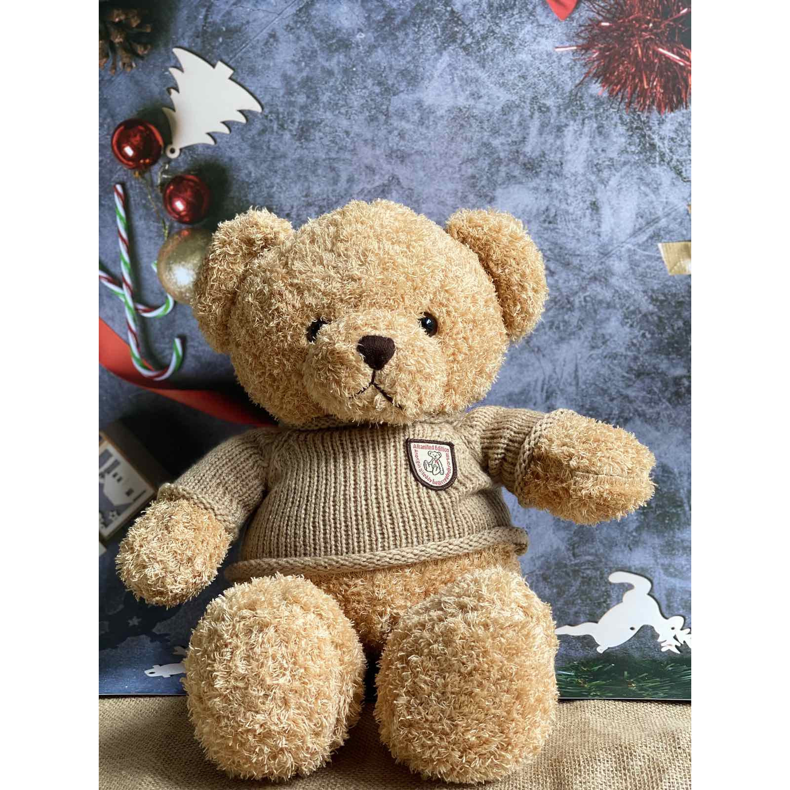 Gấu Bông Teddy Mặc Áo Len Be - 45cm
