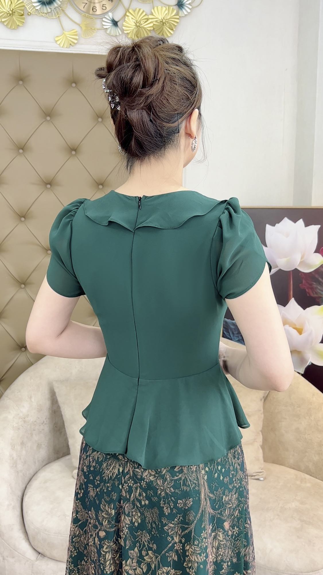 Đầm Xòe Trung Niên [ Linh Trà ] (TM 387) Vải Voan Hàn Trang Nhã Thanh Lịch Sang Trọng Cho Quý Bà