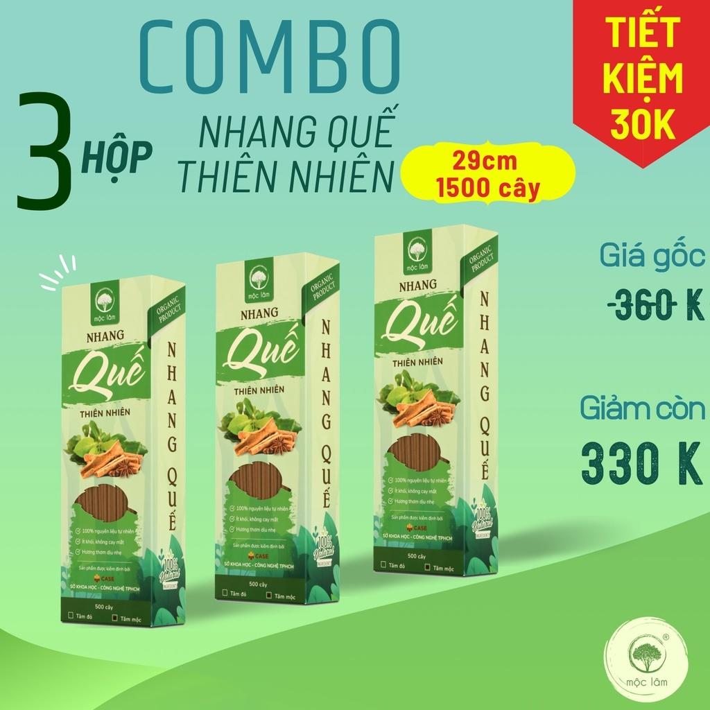 [COMBO 3HỘP] Nhang Quế Thiên Nhiên 1500cây 29cm - TIẾT KIỆM 30K - Nhang Sạch - Ít khói - MỘC LÂM