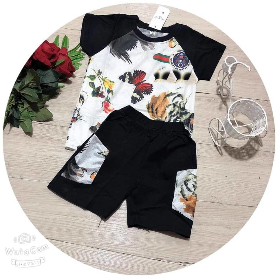 Bộ quần áo bé trai size đại cotton thông hơi in 3D cho bé từ 15kg đến 30kg