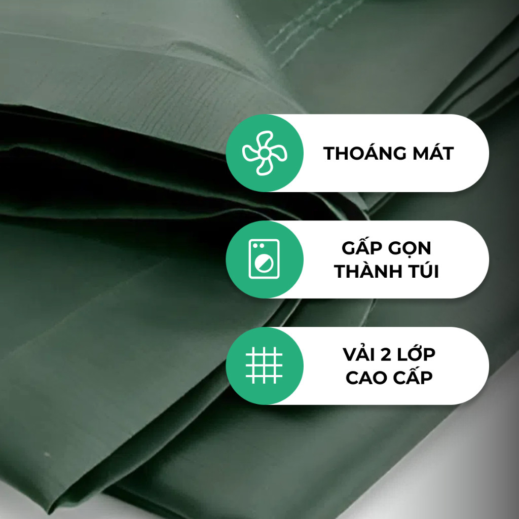 Võng Dù 2 Lớp Màu Xanh Vải Dày Siêu Mát Tiện Dụng Kèm 2M Dây Dù