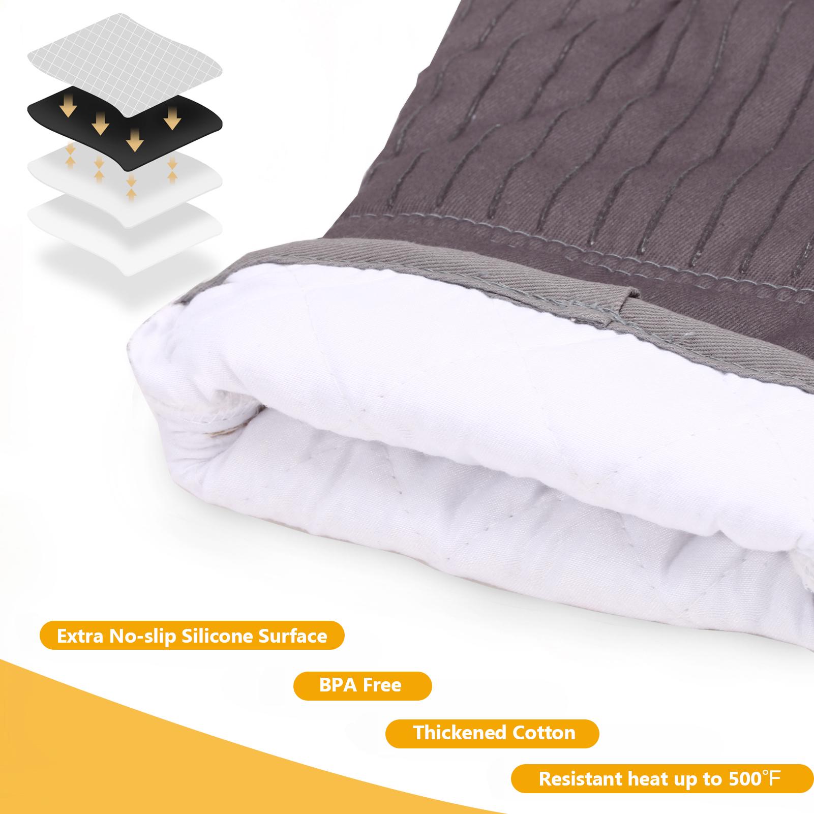 Găng Tay Lò Nướng Chịu Nhiệt Cao Chống Trượt Chất Liệu Bông Silicone Kèm 2 Giá Đỡ Nồi