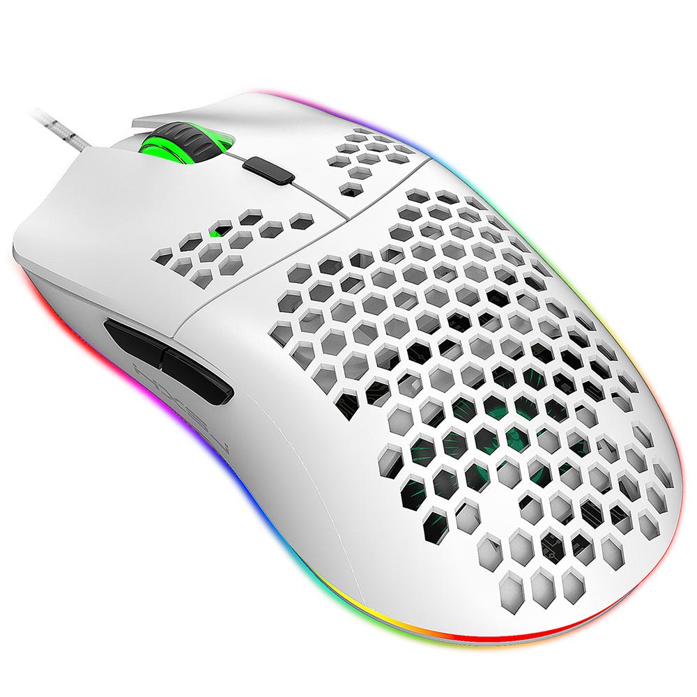 Chuột chơi game có dây HXSJ J900 USB RGB với sáu DPI có thể điều chỉnh Thiết kế tiện dụng cho máy tính xách tay Màu trắng