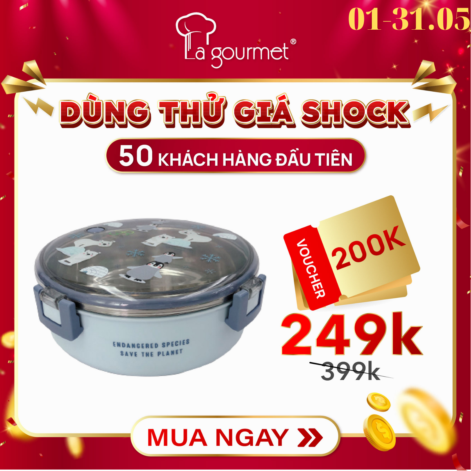 Camen đựng cơm cao cấp La gourmet Save The Planet 1250ml - 375964 (bảo hành 1 năm)