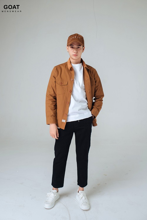 Áo Sơ Mi Khoác Nam Kaki Phối Túi Hộp Thời Trang Thanh Lịch GOAT MENSWEAR