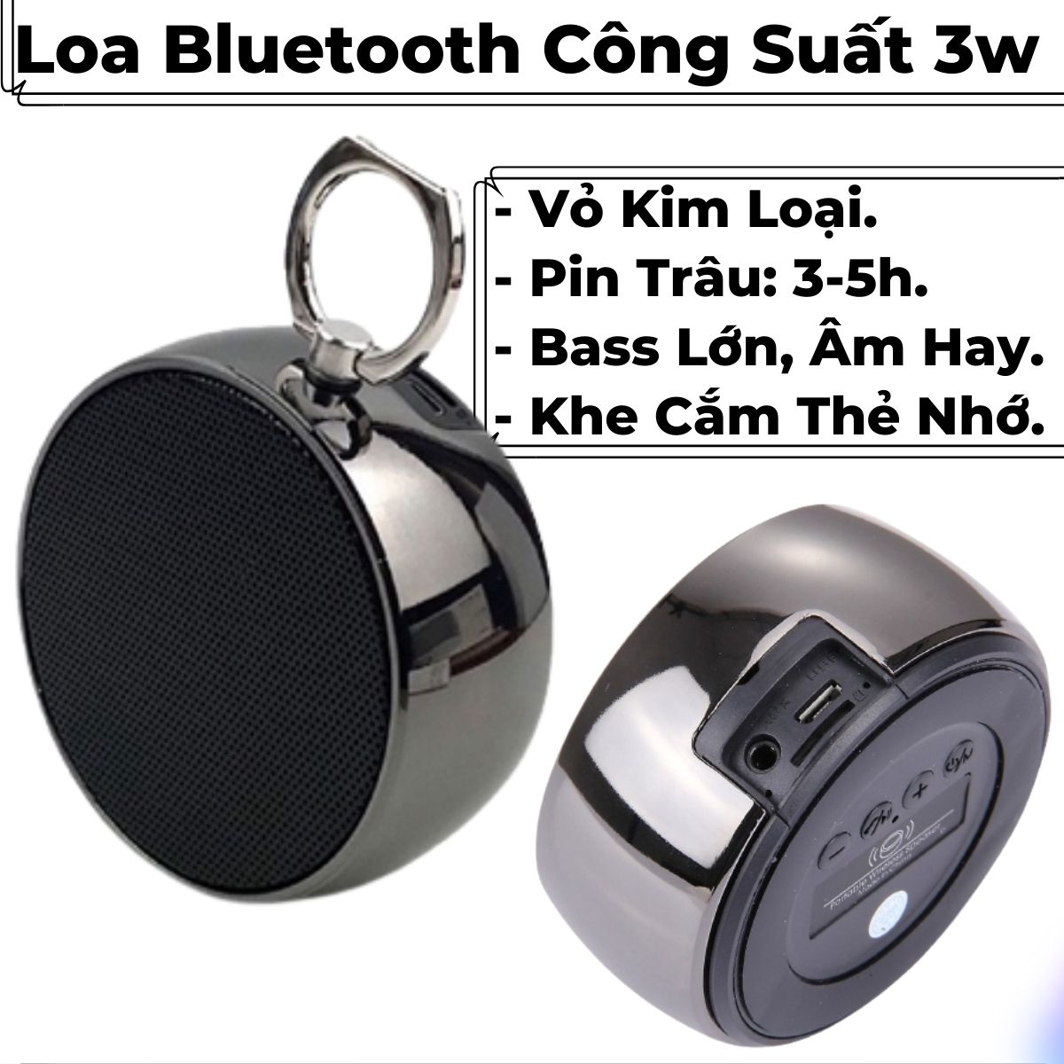 Loa Bluetooth Mini Nghe Nhạc Công Suất Lớn, Bass Mạnh, Có Khe Cắm Thẻ Nhớ, Giá Rẻ Cho Điện Thoại, Máy Tính,... BS.02