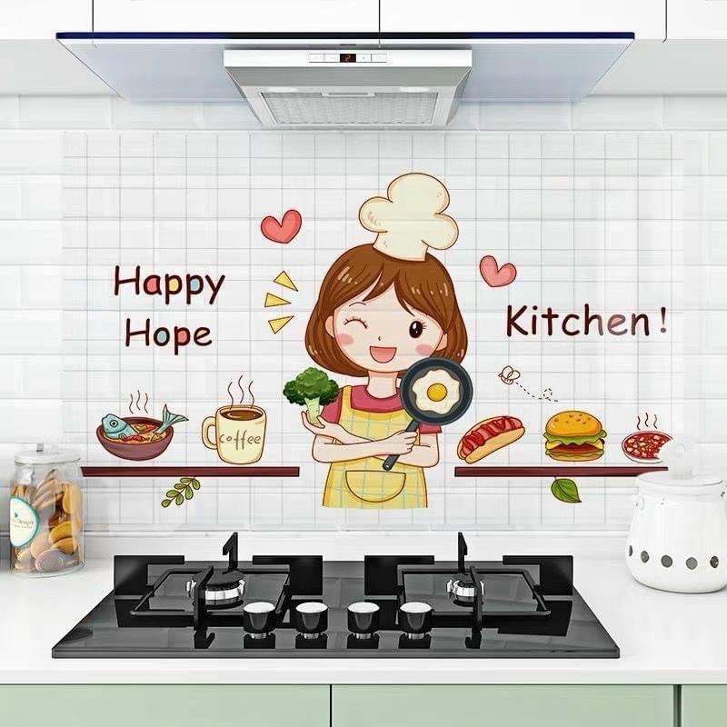 Giấy Dán Tường Bếp Cách Nhiệt Chống Dầu Mỡ, Chịu Nhiệt - Decal Dán Bếp 3D Nhiều Họa Tiết