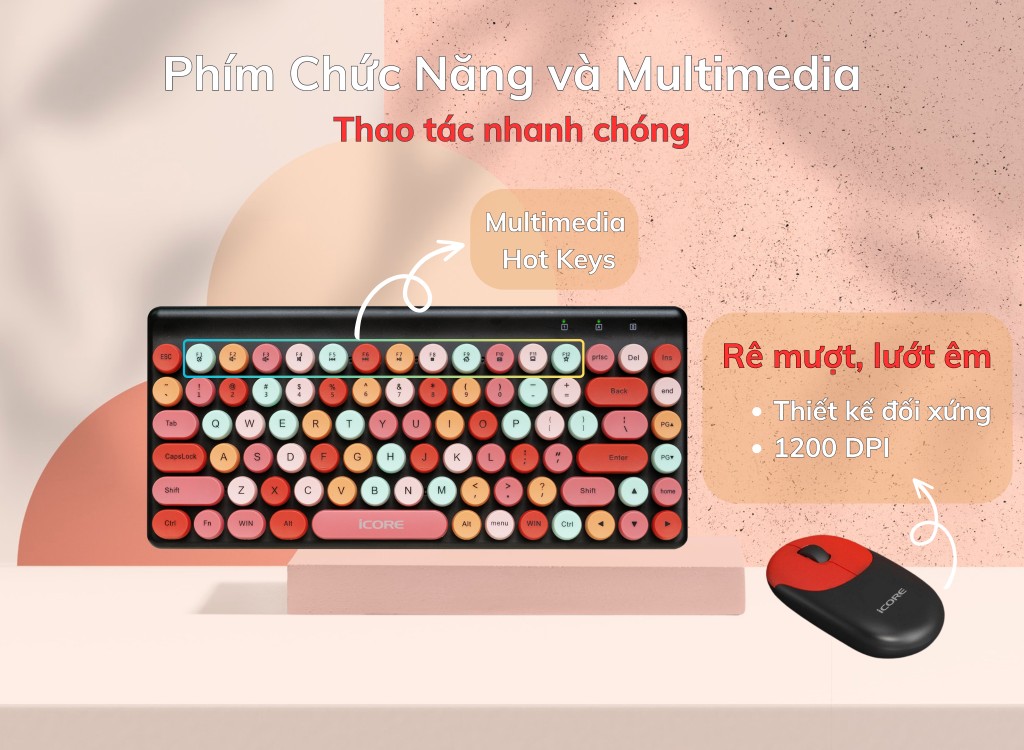 Bộ Bàn Phím Chuột Không Dây ICKM800 – HÀNG CHÍNH HÃNG