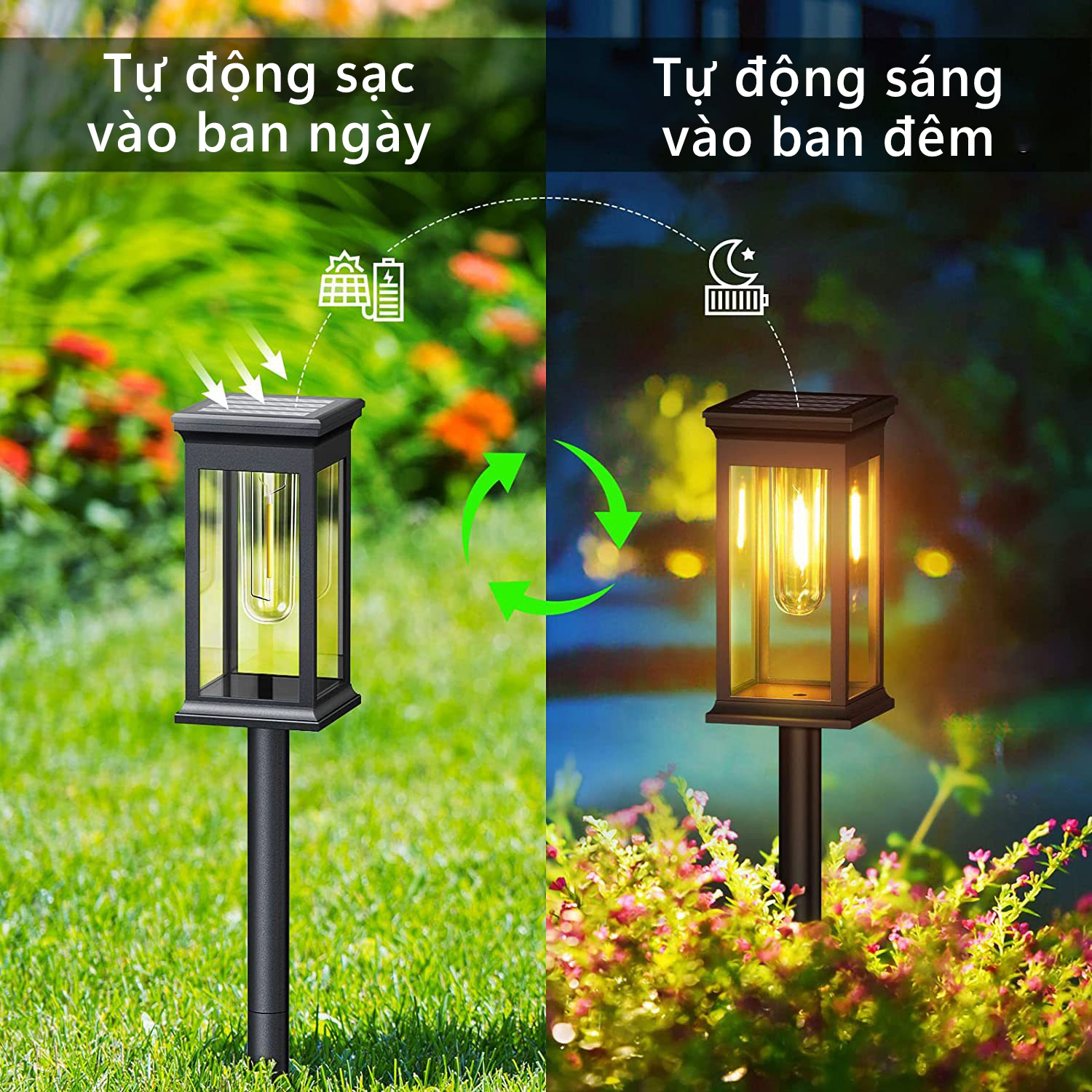 Đèn năng lượng mặt trời trang trí sân vườn, đèn vonfram dài, an toàn, dễ dàng lắp đặt- K2046