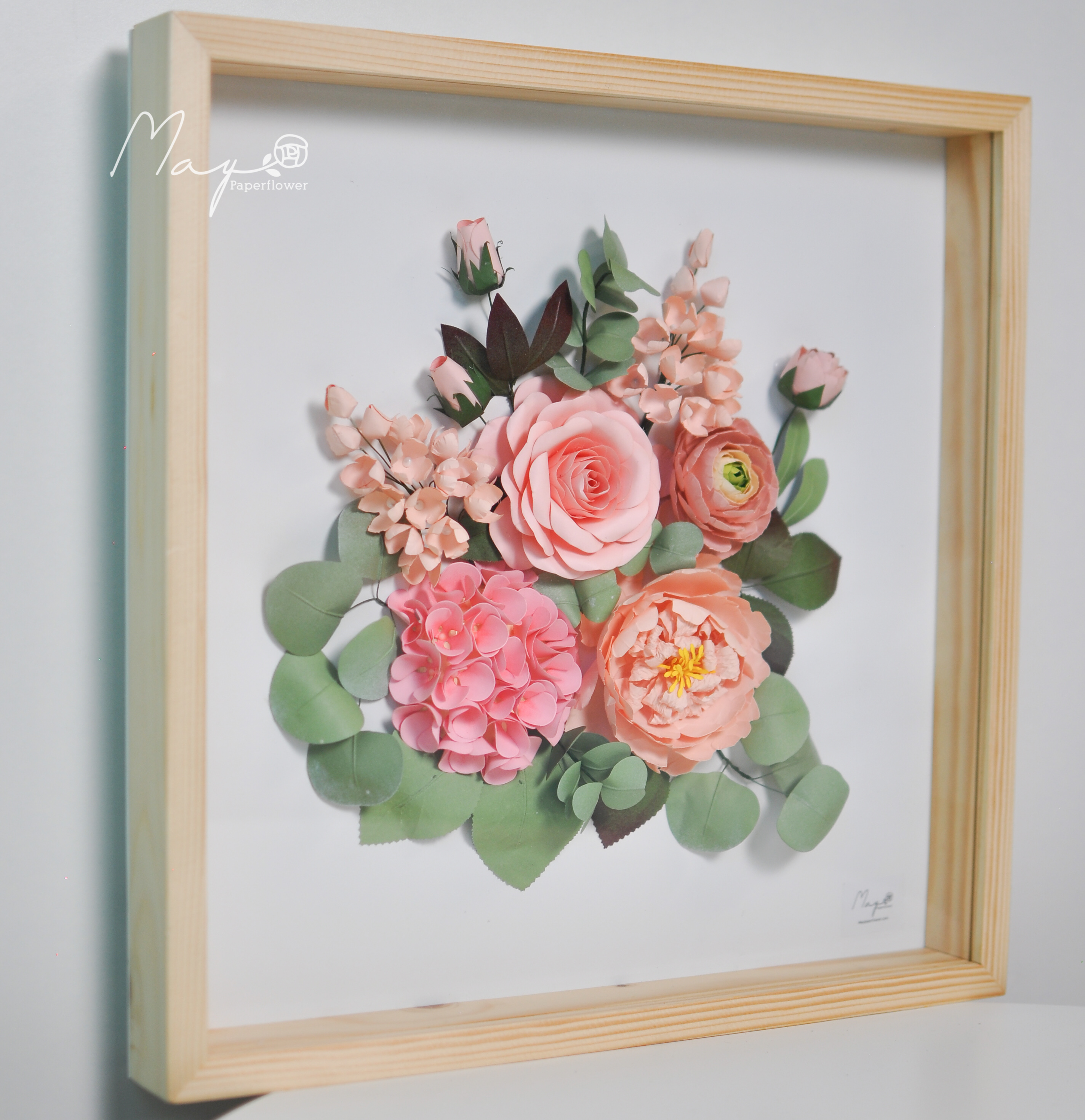 Tranh hoa giấy handmade trang trí cao cấp ROMANCE Love Valley cm - Maypaperflower Hoa giấy nghệ thuật