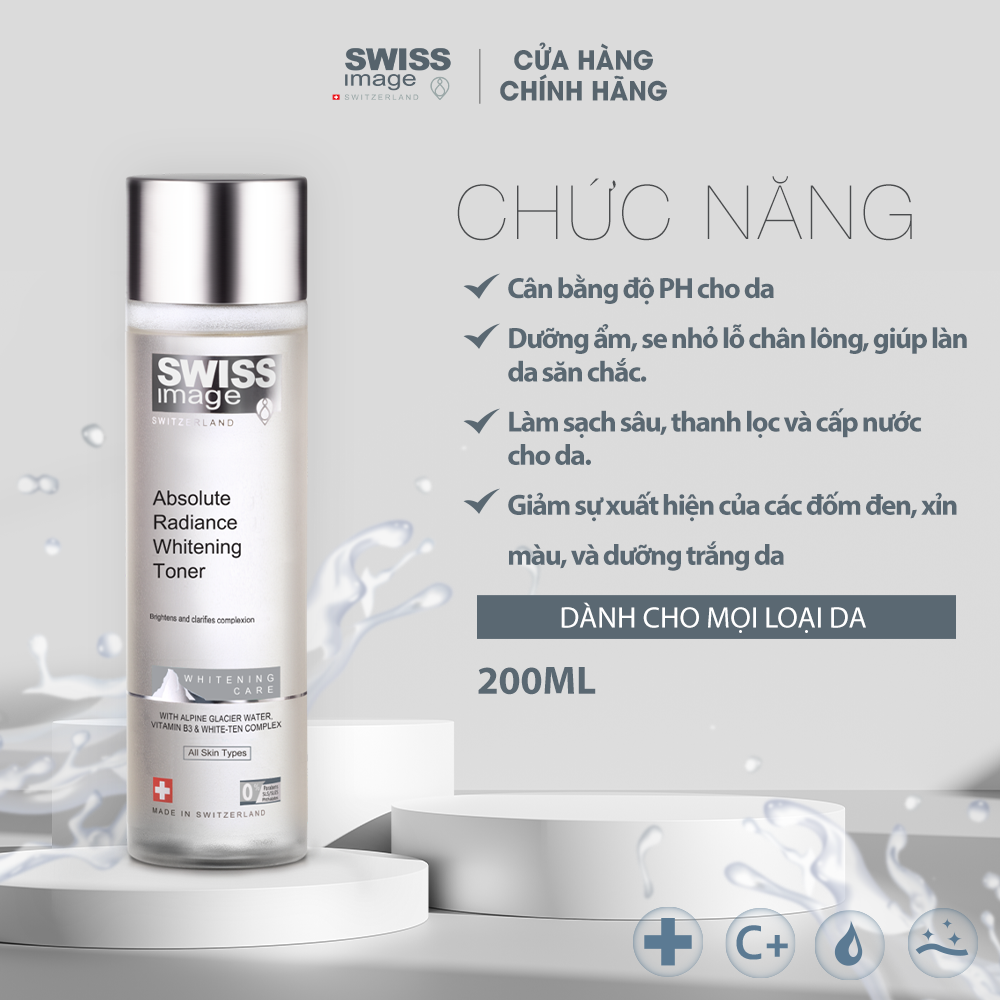 Nước hoa hồng dưỡng trắng cho mọi loại da Swiss Image Absolute Radiance Whitening Toner 200ml