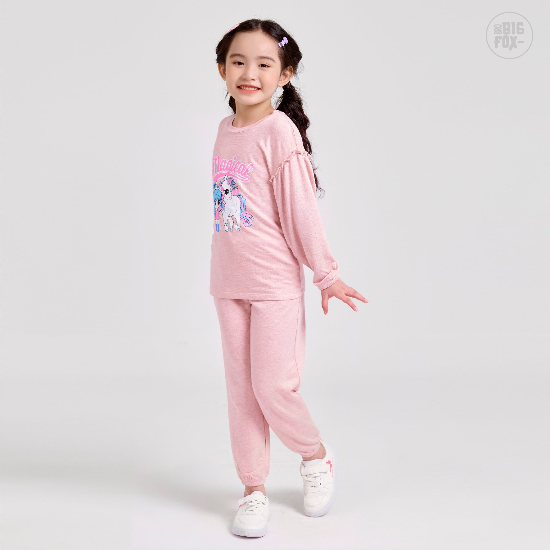 Bộ dài tay bé gái BIGFOX - MISS MEOW size đại, bộ thu đông cho bé phong cách Hàn Quốc in cô gái ngựa MAGICAL 11 - 38 kg