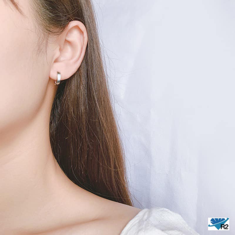 Bông tai bạc khuyên tròn trơn chất liệu bạc ta MS55e