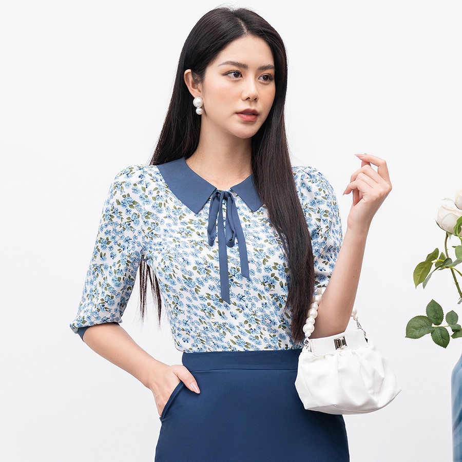 Set đồ nữ tay lỡ công sở thiết kế họa tiết hoa sang chảnh thời trang Uk Fashion vải Hàn mềm mại không nhăn NKBD2203011