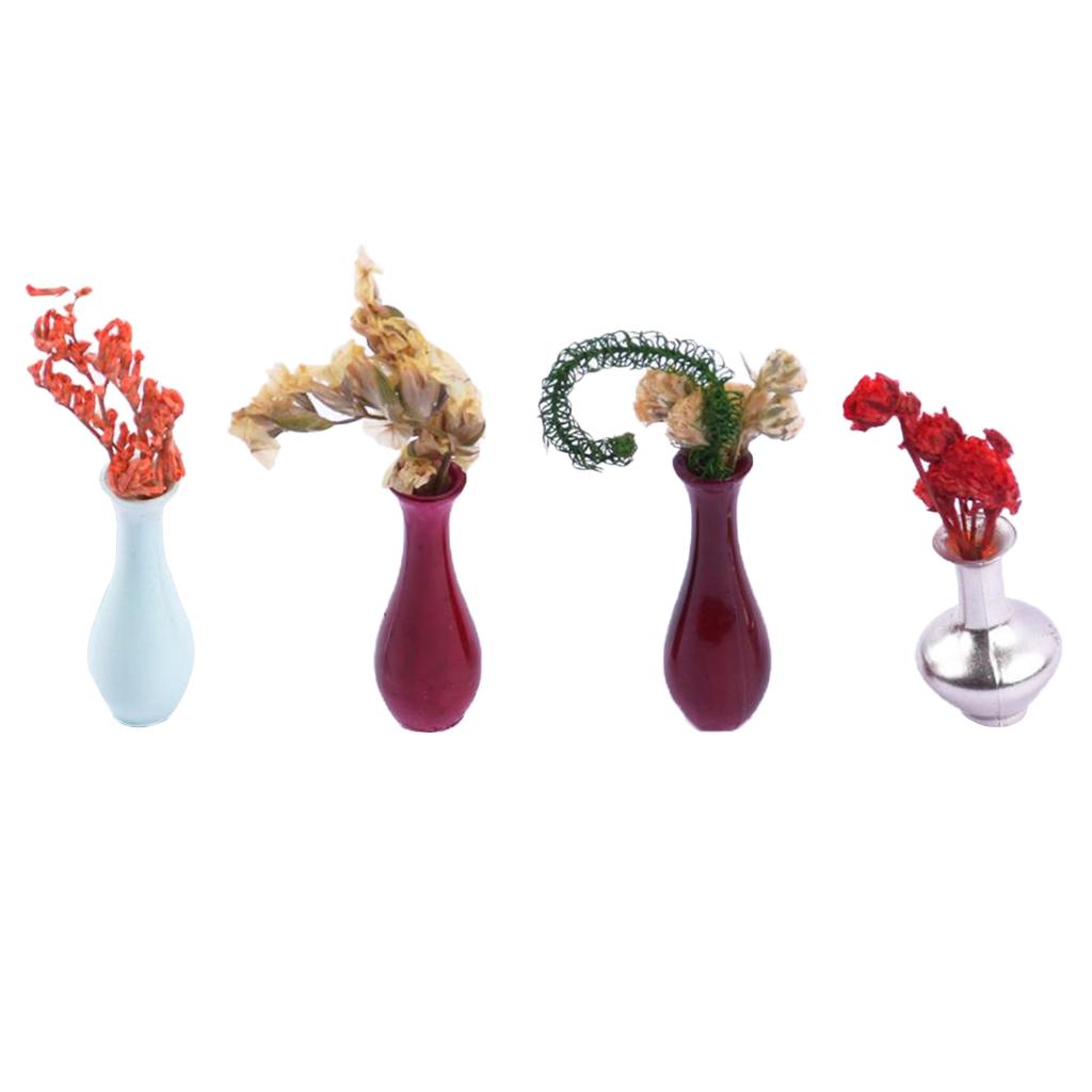 4Pcs Creative Miniature Vase Mini Vase Mode 1/25 Dollhouse Accessories