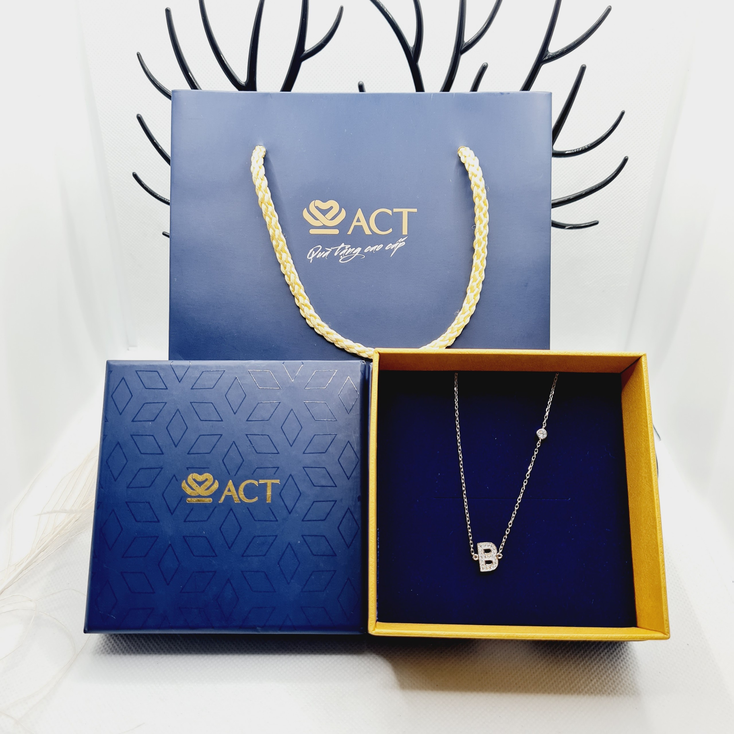 Dây chuyền mặt chữ B chất liệu bạc 925 thời trang phụ kiện trang sức nữ sang trọng