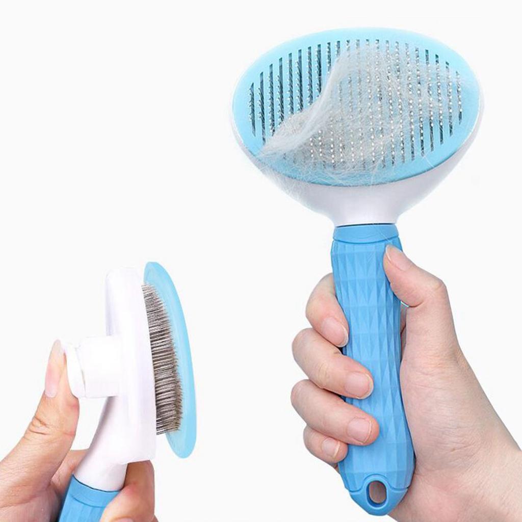 Dog Neat Slicker Grooming Brush Professional Self Cleaning Button Strong Blue